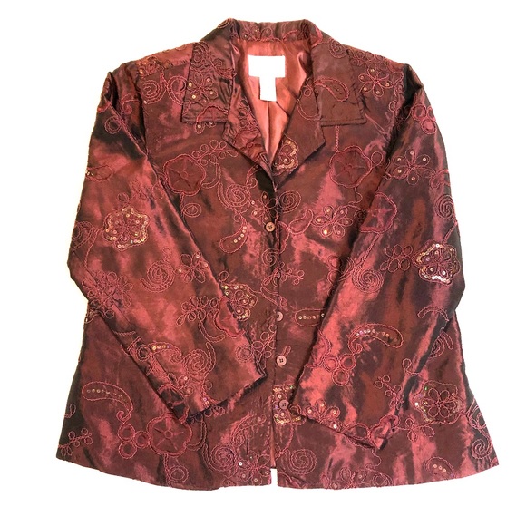 Susan Graver Jackets & Blazers - Susan Graver Sparking Maroon Jacket Sz XL